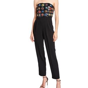ALICE + OLIVIA Embellished Strapless Jumpsuit